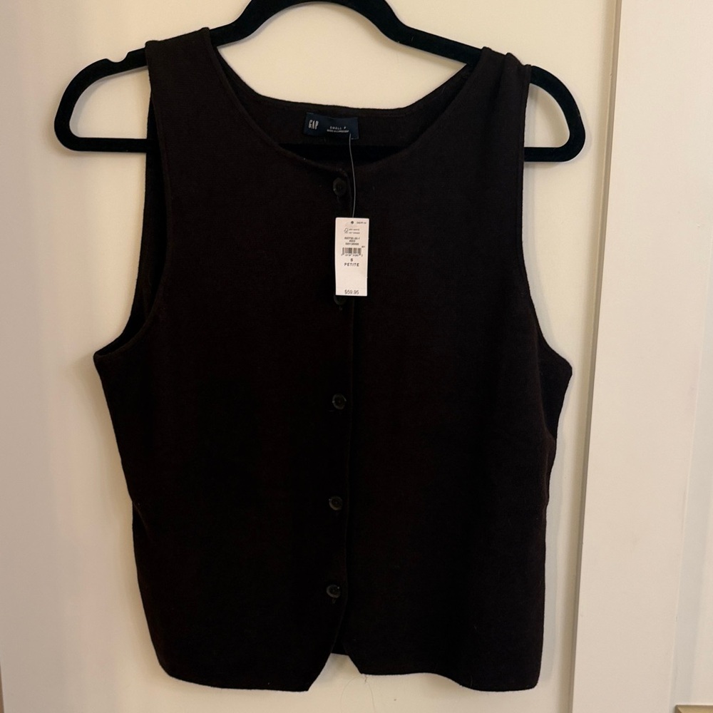Gap Brown Button Up Sweater Tank NWT